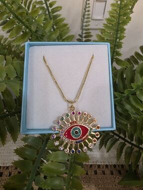 Gold 18K Plated Micro CZ Enamel Evil Eye Pave Charm Over Brass